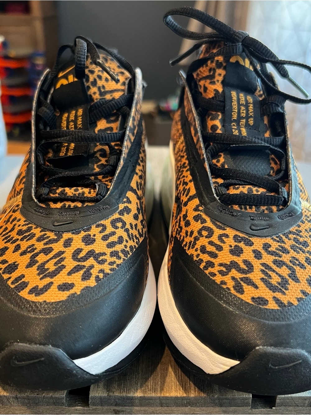 Nike Women's Leopard-Print Athletic Sneakers in Black & Orange
